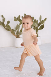 Organic Bamboo Spandex Onesie Dress- Peach
